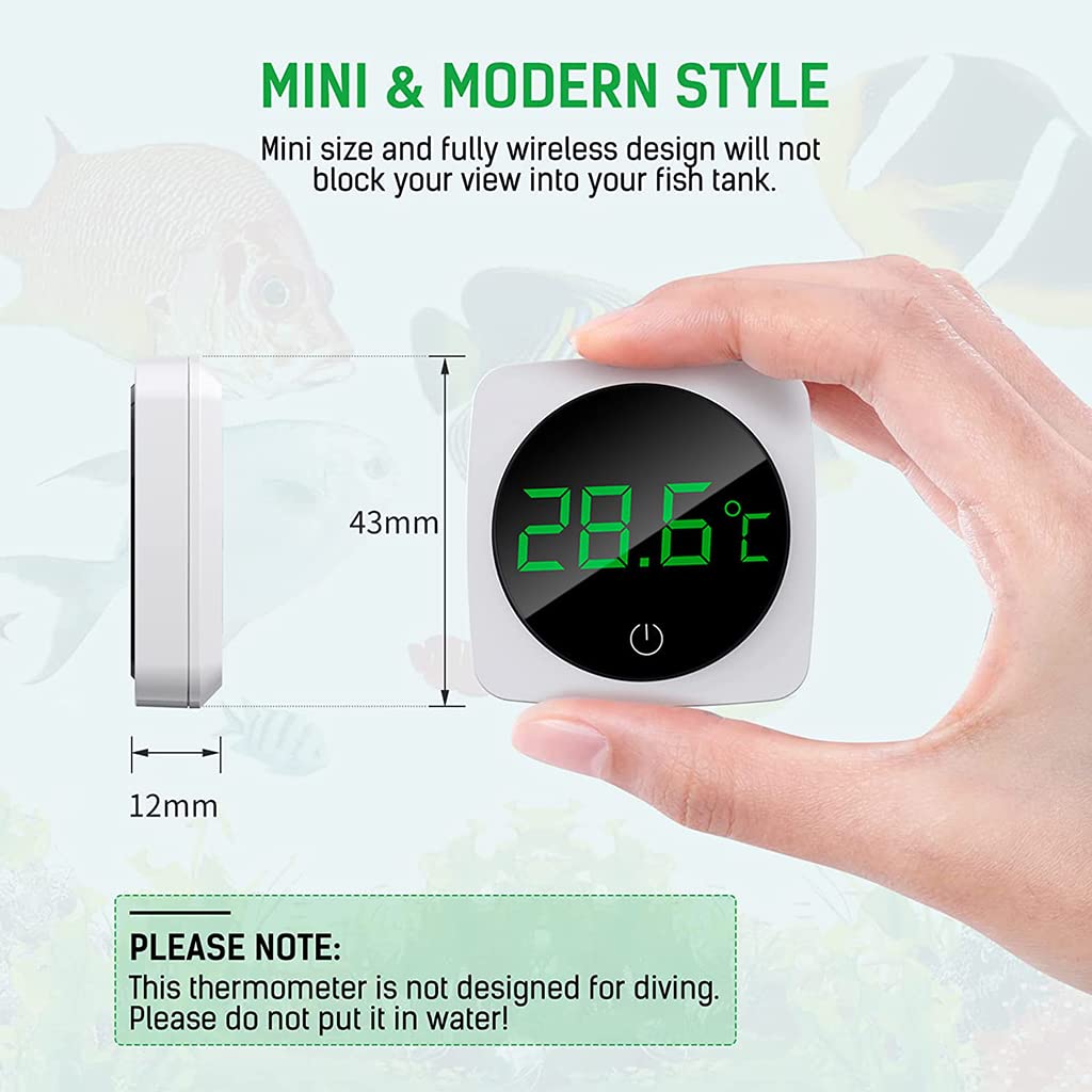 Qpets Wireless LED Aquarium Thermometer, Accurate Temperature Sensor Stick-on Thermometer for Aquariums, Real Time Temperature Sensing 5s Update Aquarium Thermometer for Aquariums, Terrarium Qpets Wireless LED Aquarium Thermometer, Accurate Temperature Sensor Stick-on Thermometer for Aquariums, Real Time Temperature Sensing 5s Update Aquarium Thermometer for Aquariums, Terrarium